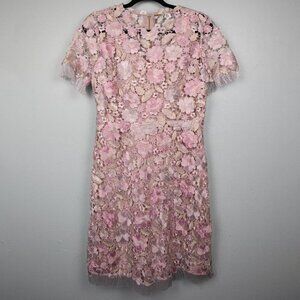 Elie Tahari Laura pink floral lace a-line dress-6